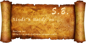 Sisák Balázs névjegykártya